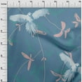 thumbnail image 3 of oneOone Silk Tabby Teal Blue Fabric Tropical Parrot With Leaves Dress Material Fabric Print Fabric By The Yard 42 Inch Wide, 3 of 4