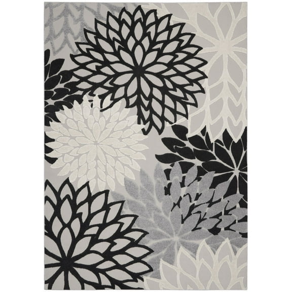 8â€™ x 11â€™ Black Gray White Indoor Outdoor Area Rug