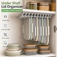 thumbnail image 5 of Space Saving Under Shelf Lid Organizer, 8 Slot Durable Plastic Construction, Fits Kitchen Cabinet Pantry Shelf And Countertop, White Storage Organizer 2, 5 of 7