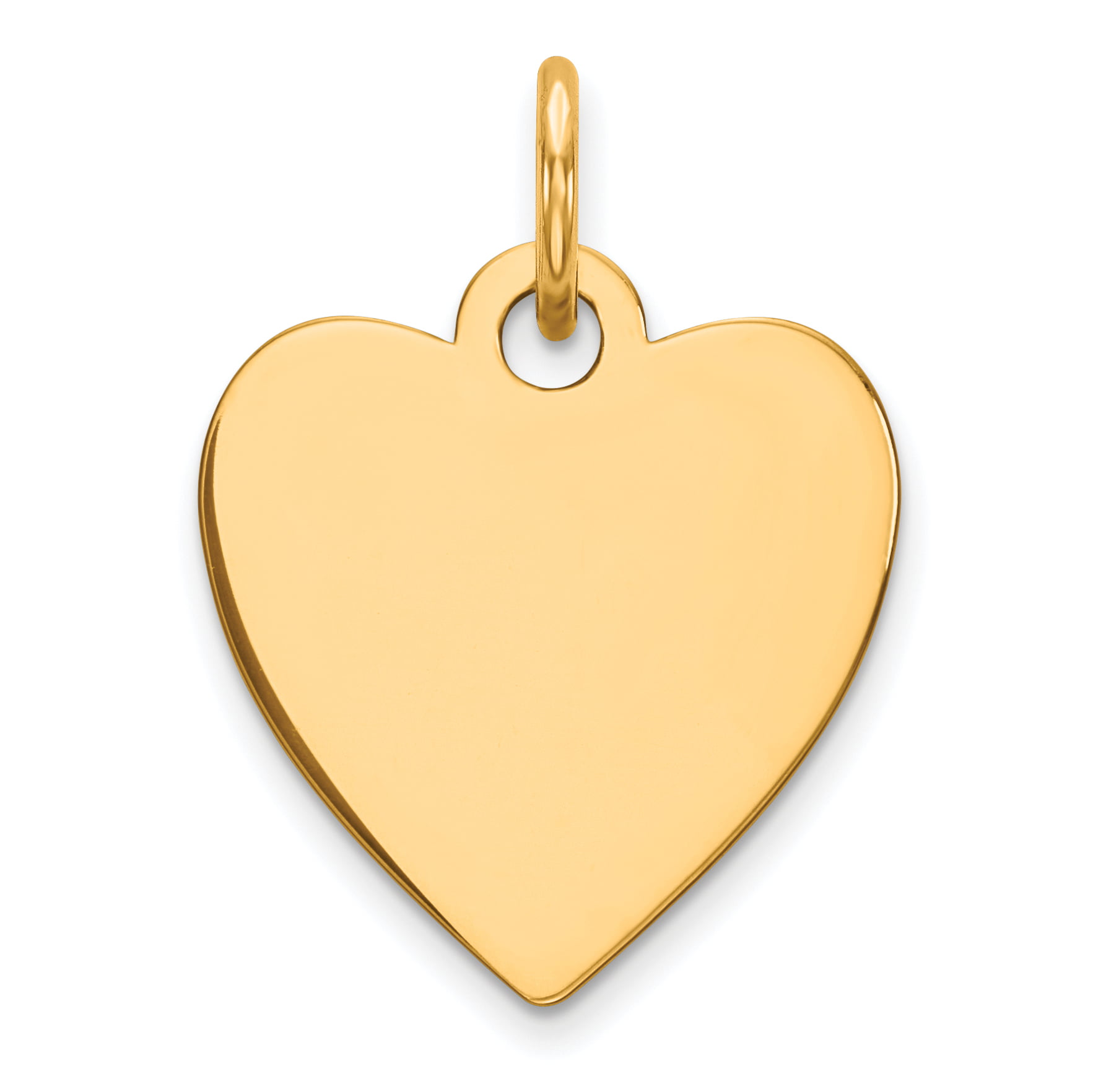 925 Gold Plated Silver Sterling Silver Gold Plated Engraveable Heart Polished Disc Charm and Pendant