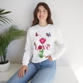 thumbnail image 3 of Unisex Floral Love Sweatshirt, Love Floral Sweatshirt, Floral Butterfly Sweatshirt, 50/50 Cotton-Poly Valentine's Day Sweatshirt 02, 3 of 56