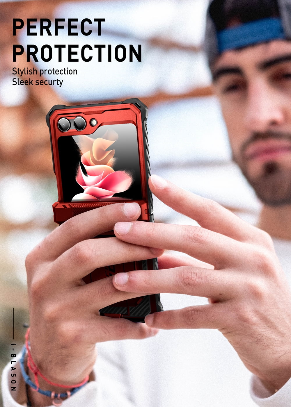 i-Blason Armorbox Series Case for Samsung Galaxy Z Flip 5 5G (2023), Full-Body Rugged Holster Case with Shock Reduction/Bumper (Ruddy)