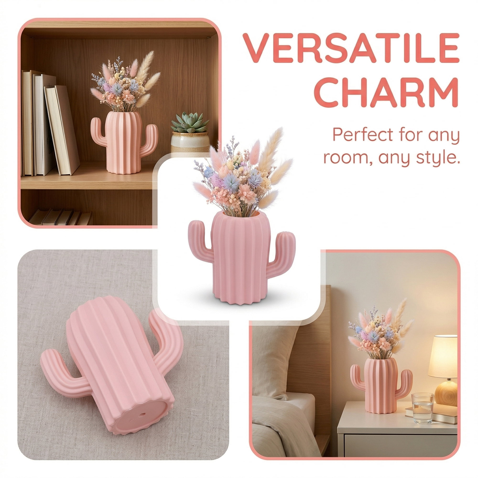 Unique Bargains Acrylic Rectangle Low Centerpiece for Table Pink 5.3"L x 3.0"W x 4.5"H