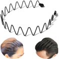 thumbnail image 1 of wonima44 bodbop XINGZHE Metal Hair Band Men Headband Women's Fashion Hair Bands Elastic Stylish Sports Hairband Head Hoop with Non Slip Wavy Teeth, Black, 1 of 1