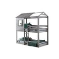 thumbnail image 2 of Donco Kids Deer Blind Child Wood Twin-over-Twin Bunk Bed with Roof and Slats Rustic Light Grey, 2 of 8