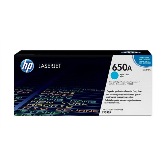 HP 650A Cyan Original LaserJet Toner Cartridge, ~15,000 pages, CE271A