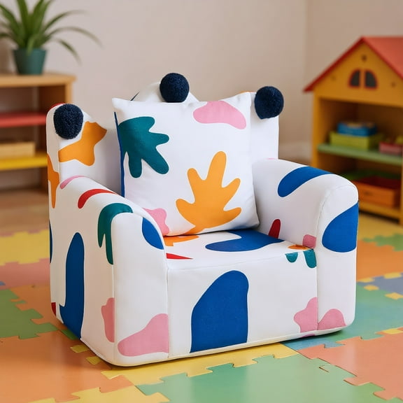 Resenkos High-density Padding Kids Sofa with Armrest and Extra Pilow-Multicolor, Kids Chairs for Kids