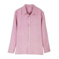 thumbnail image 5 of Mens Casual Button up Shirt Turn-down Collar Long Sleeve Tops Blouse Solid Color Work Office Dress Shirt S-XXL (X-Large, Pink), 5 of 5