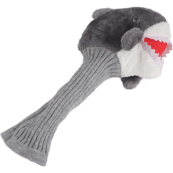HUGFEGWE Golf Head Cover, Shark Head Golf Head Cover Golf Club Protector, Cute Cartoon Animal Plush Cloth Durable Wood Driver Head Cover Fit for 3 and 5 Wood Driver Head Cover Adults Kids U2537-22741