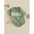 thumbnail image 5 of BemeyourBBs Newborn Baby Boy Mama's Boy Clothes Summer Dinosaur Outfit Bubble Romper Letter Embroidery Short Sleeve Bodysuit Casual Jumpsuit Playsuit, 5 of 9