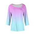 thumbnail image 4 of zbxnLI 3/4 Length Sleeve Women's Tops Square Neck Tunic Top Gradient Graphic Casual Dressy Blouses, 4 of 5