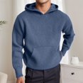 thumbnail image 2 of HXWCHs Men's Budget-Friendly Hoodie Men's Hooded Knit Sweater Thick Warm Pullover Comfortable Stylish All Seasons Casual Wear Blue L, 2 of 4