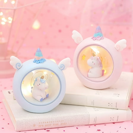 Milisten Girls Lamp for Bedroom Unicorn Night Light Pink Resin 1Pack