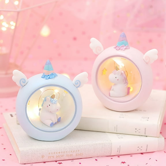Milisten Girls Lamp for Bedroom Unicorn Night Light Pink Resin 1Pack