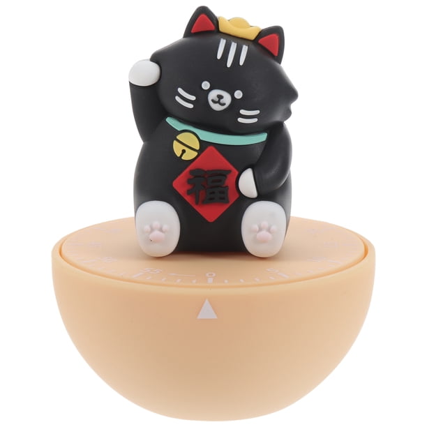 KAKOWELY Temporizador mecánico de cocina con forma de gato para niños, temporizador de 60 minutos, temporizador manual de cuenta regresiva para cocinar.