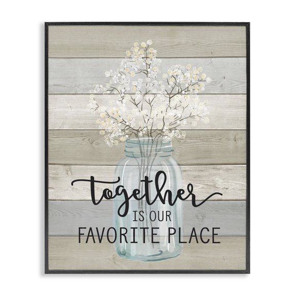 Stupell Industries Rustic Lodge Together Favorite Place with Florals Black Framed Giclee Art, 16 x 20, by Lettered and Lined