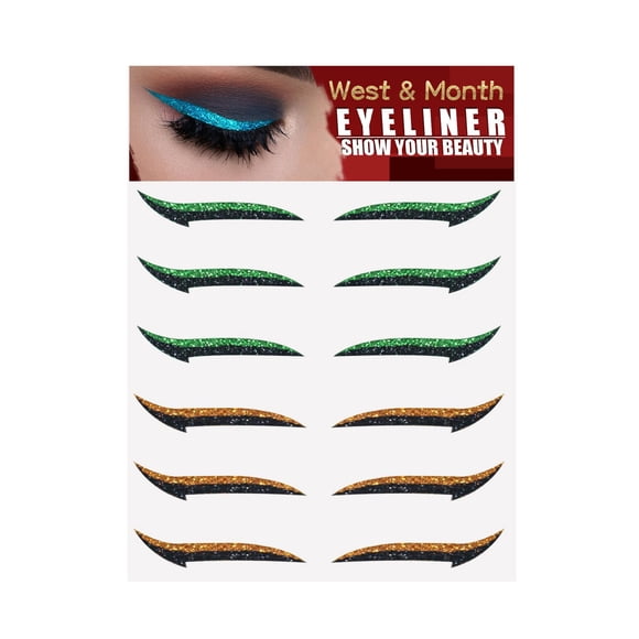 West&Month seis pares de pegatinas autoadhesivas para sombras de ojos y delineadores de ojos europeos y americanos,Verde+naranja