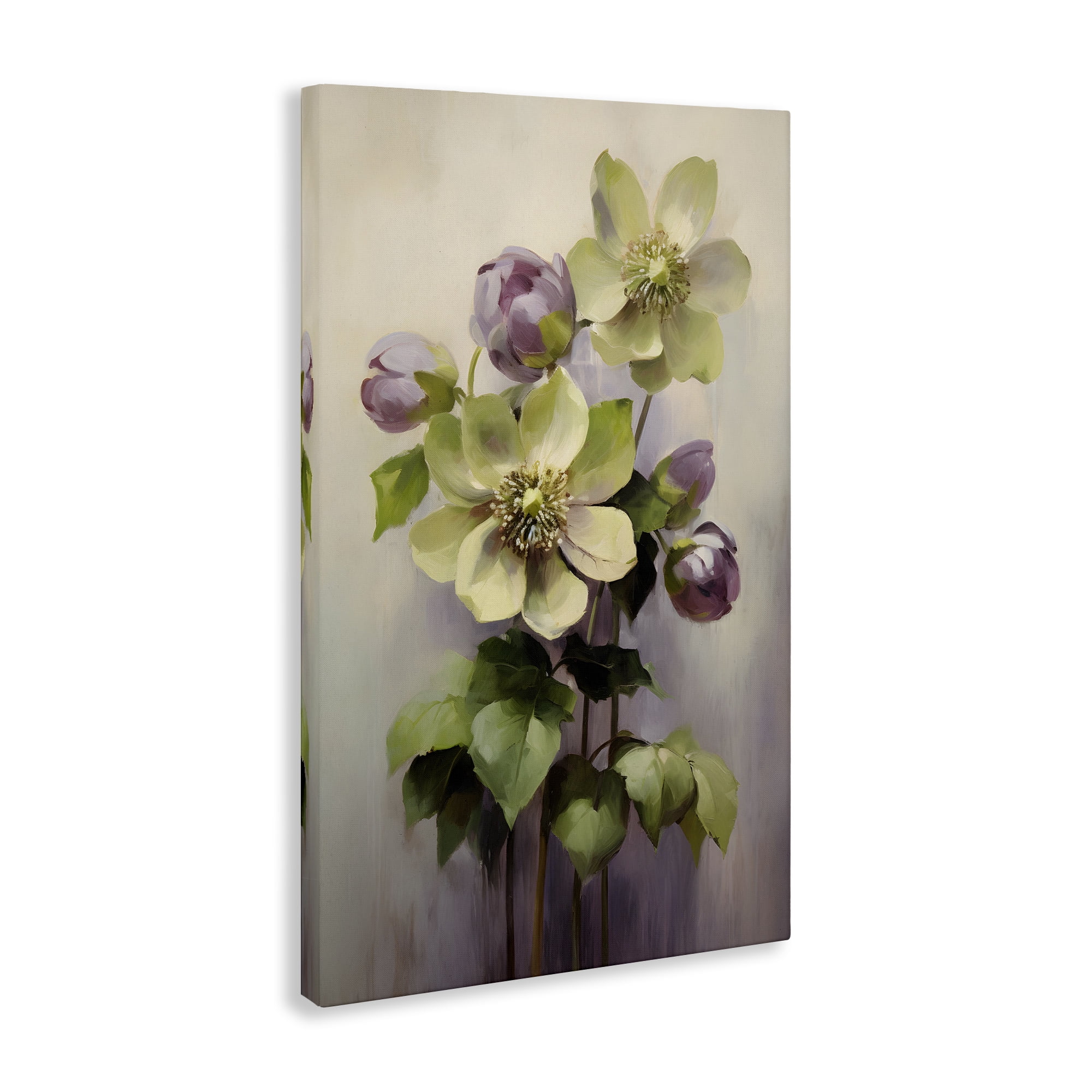 Stupell Industries Green & Purple Flowers Botanical & Floral Painting Gallery Wrapped Canvas Art Print Wall Art, 16 x 24