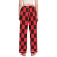 thumbnail image 3 of Dailycode Women's Pajama Pants Wide Leg Lounge Pj Bottoms With Pockets Black Red Checked, 3 of 7
