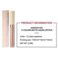 thumbnail image 4 of HANDAIYAN Colección de 12 Tintes Labiales Mate y Sedosos, Ideal para un Maquillaje Saludable y Natural, Tono 05#, 4 of 6