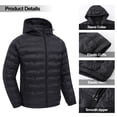 thumbnail image 5 of Muvtei Men's Puffer Jacket Hooded Windproof Full Zip Casual Coat Warm Water Resistant Jacket Lightweight Winter Outerwear Black-XL, 5 of 10