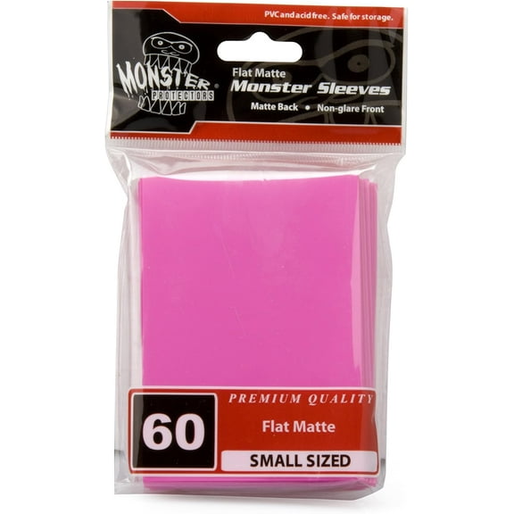 Monster Protectors Sleeves - Smaller Size Flat Matte - Pink (Fits Smaller Sized Gaming Cards) - Great Gift Idea