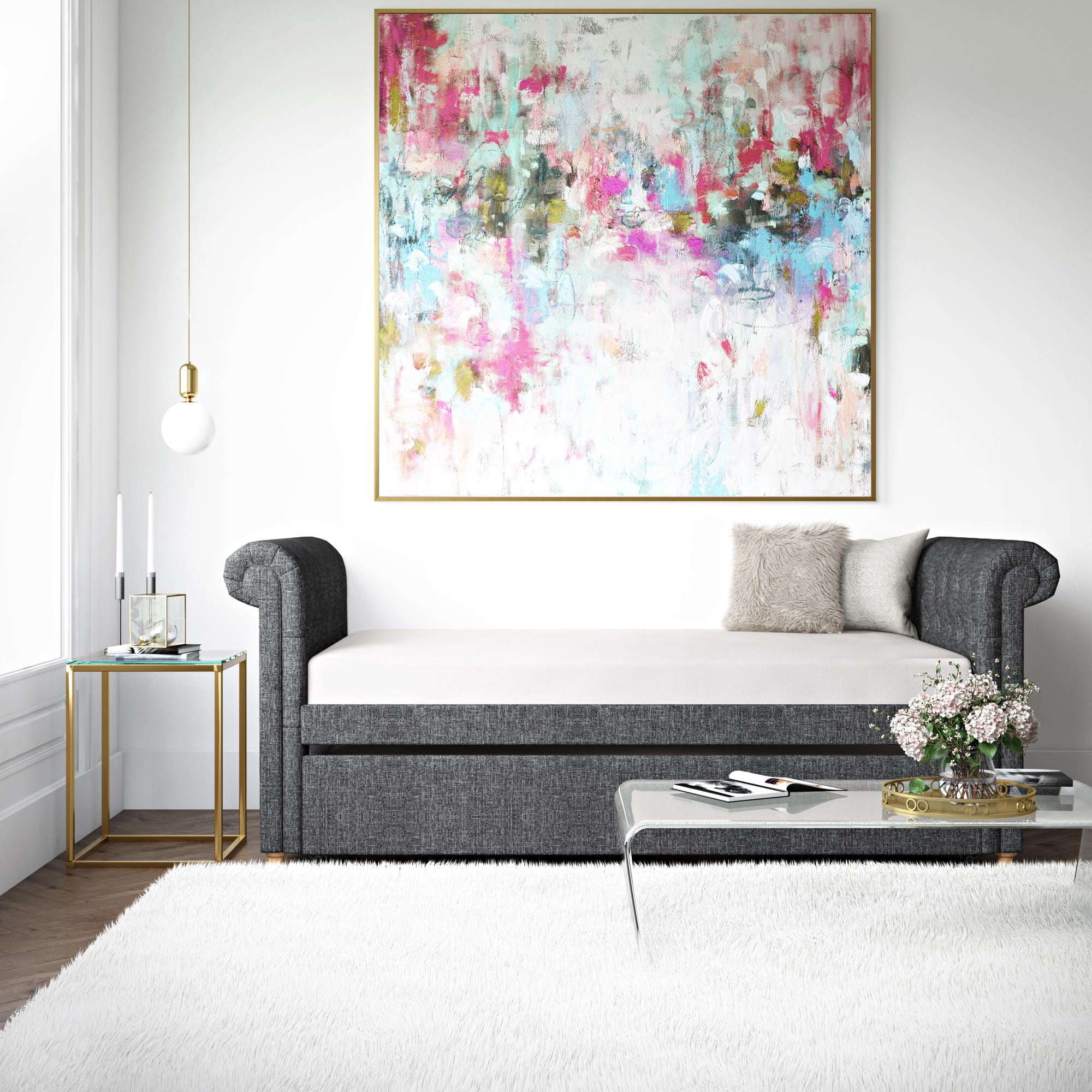 DHP Sophia Upholstered Daybed and Trundle, Dark Gray Linen
