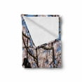 thumbnail image 2 of Black Crow Soft Flannel Fleece Throw Blanket, Photo of Birds on Cherry Blossom Tree Branch, Cozy Plush for Indoor and Outdoor Use, 50" x 70", Sky Blue Pink Dark Grey, by Ambesonne, 2 of 6