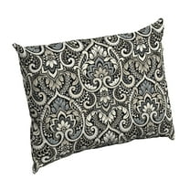 ARDEN Outdoor Cushion Pillow Back 17 x 23, Black Aurora Damask