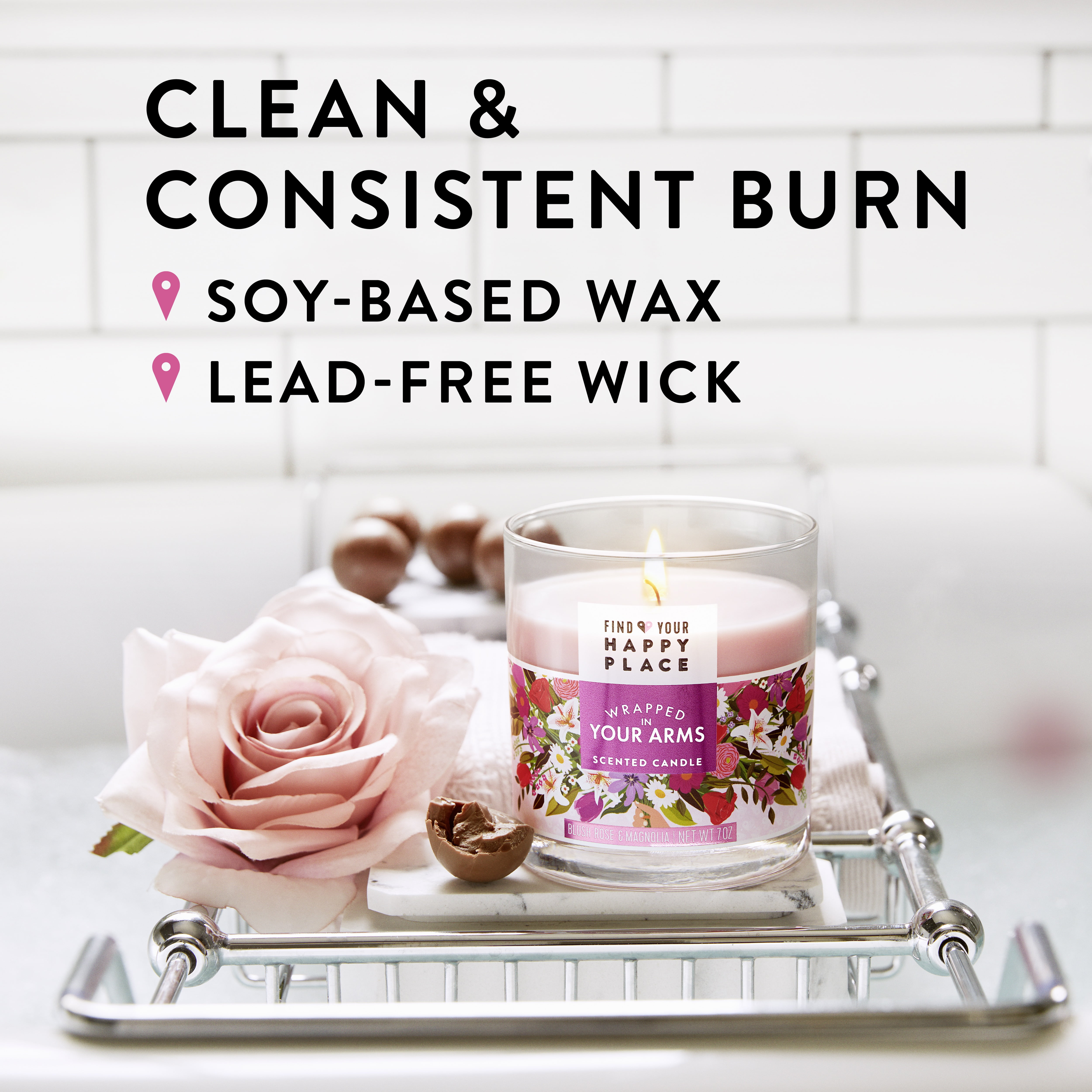 Real Living Pink Magnolia 3-Wick Jar Candle, 14 oz.