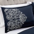 thumbnail image 3 of Chezmoi Collection 7-Piece Navy Paisley Floral Embroidery Comforter Set, King, 3 of 8