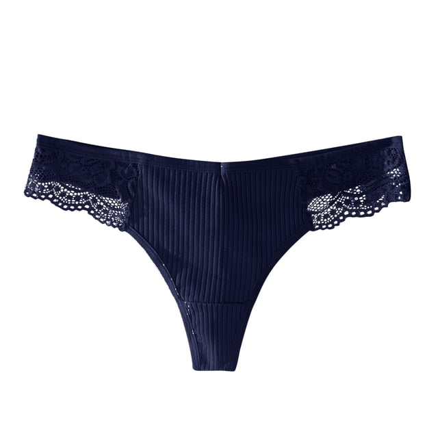 TOWED22 String Femme Culottes en Coton String Sport Culottes Respirantes (Marine, L)