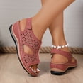 thumbnail image 4 of Rokment Womens Platform Wedges Gladiator Sandals 2026 Beach Comfortable Vintage Leather Hollow out Orthopedic Walking Dress Slingback Summer Shoes Watermelon Red Size 8.5, 4 of 8