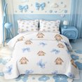 thumbnail image 2 of Manfei Wild Animal Rabbit Quilt Full,Blue Princess Bowknot Full Bedspread Sets,3-Piece,1 Coverlet and 2 Pillowcases, 2 of 7