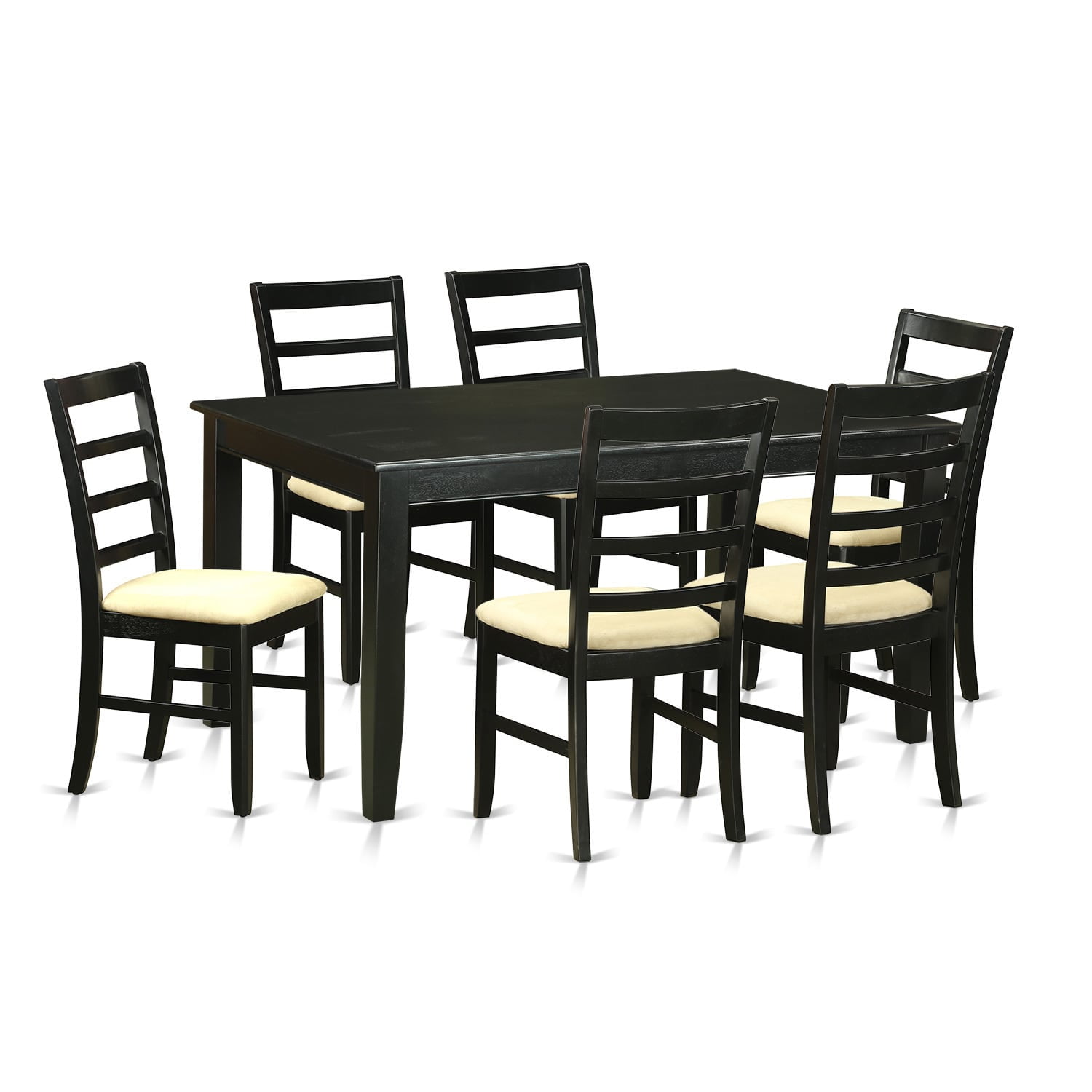 East West Furniture Dudley 7 Piece Rectangular Dining Table Set With East West Furniture Dudley 7 Piece Rectangular Dining Table Set With Parfait Microfiber Chairs