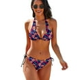 thumbnail image 2 of Colorful Leaf Bikini Swimsuit Palm Tree Swimwear Sexy Push Up Stylish Bikini Set Rave High Cut Design Biquini, 2 of 5