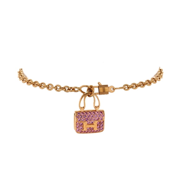 Pre-Owned Amulettes Constance Bracelet 18K Rose Gold with Pink Sapphires By Rebag