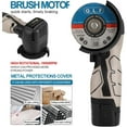 thumbnail image 6 of Cordless Brush Angle Grinder Kit, 19500rpm Mini Electric Angle Grinding Tool with 2pcs 16.8V 2000mAh Batteries and 5-Cutting Discs Woodworking Aluminum Alloy T-Track Fixed Teeth Lawn Trimmer Head Set, 6 of 10
