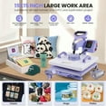 thumbnail image 6 of Adnoom Heat Press 15x15, 8 in 1 Multifunctional Shirt Press Machine Combo, 360° Swing Away Sublimation Heat Transfer with LED Display for T-shirts Mugs Hat Plate Cap, Purple, 6 of 10