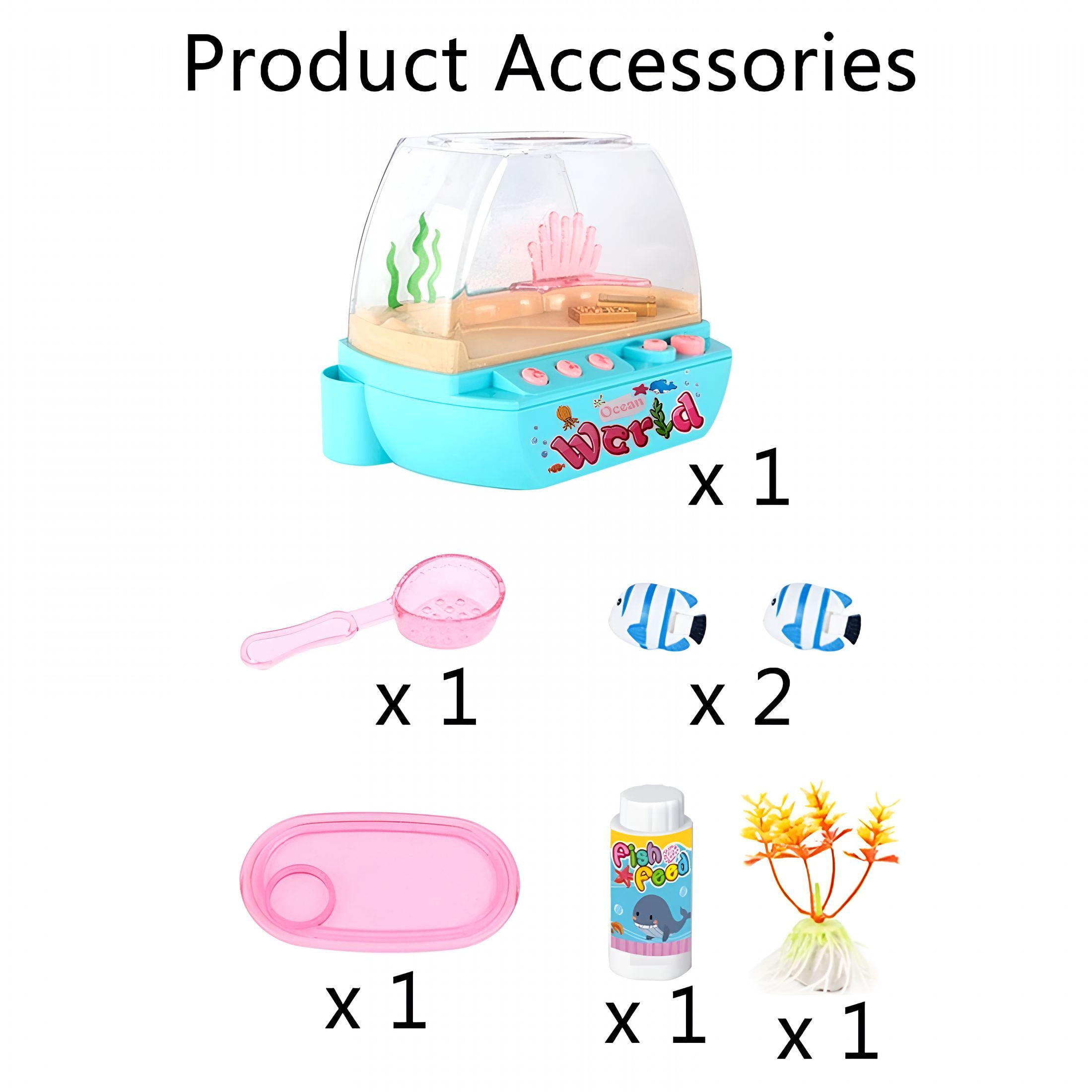 ACDANC Mini Aquarium for Kids Fishing Toys Artificial Fish Tank with Moving Fish,Light,Music,Fishing Rod Fishing Net Pretendplay Toy