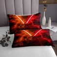 thumbnail image 3 of Erosebridal Teens Lightsaber Coverlet Set Twin, Square Geometry Bedding Set, Orange Red 2 Pieces, 3 of 5