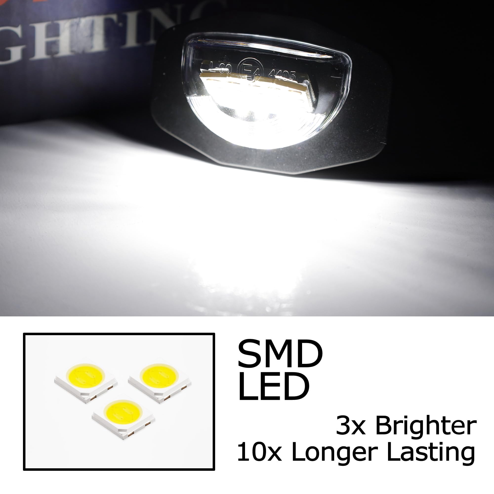 Xenon White Full LED License Plate Light Kit For Toyota 2009-13 Corolla, 2011-20 Sienna, Scion xB xD, Powered By 18-SMD LED Diodes