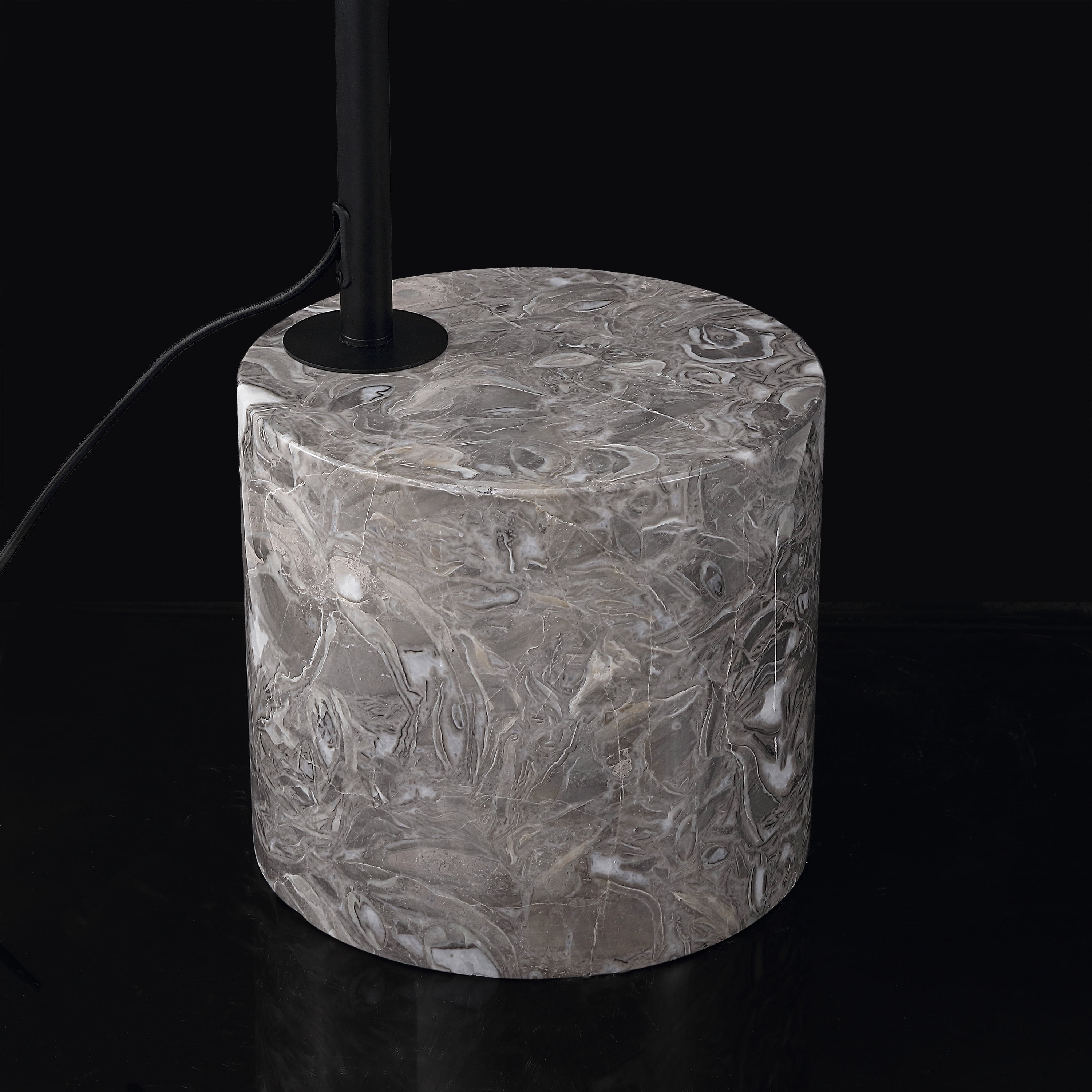 Safavieh Couture Rosabellina 80" Powder Coating Black and Gray Marble Base Floor Lamp