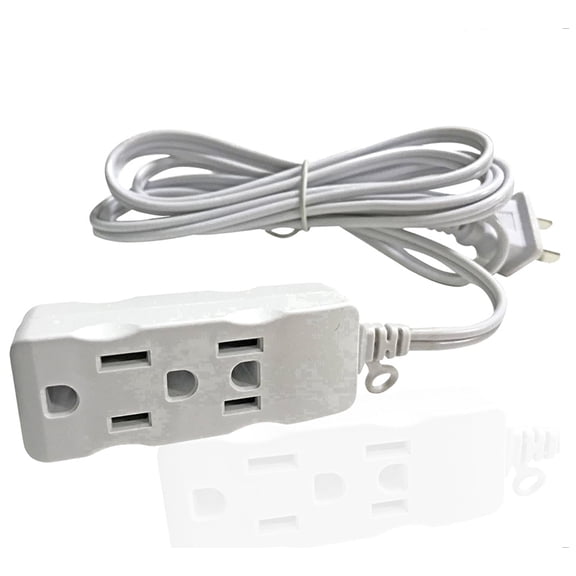 Power Strip with 2 Prong Flat Pin Plug Socket,3FT,6 FT,9FT,15FT Power Extension Cord,Low power appliance plug for household or travel (3FT)