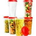 thumbnail image 1 of 12 Pack Twist Cap Food Storage Containers with Red Screw on Lid- 48 oz Reusable Meal Prep Containers - Large Freezer Containers Microwave Safe Red Plastic Food Storage, 1 of 6