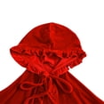thumbnail image 3 of UTSJKR Women Hooded Velvet Christmas Cape, Ruffled Edge Cloak with Pom‑Pom Decor, Short Poncho Outerwear for Holiday and Little Red Riding Hood Dress‑Up Red, 3 of 9
