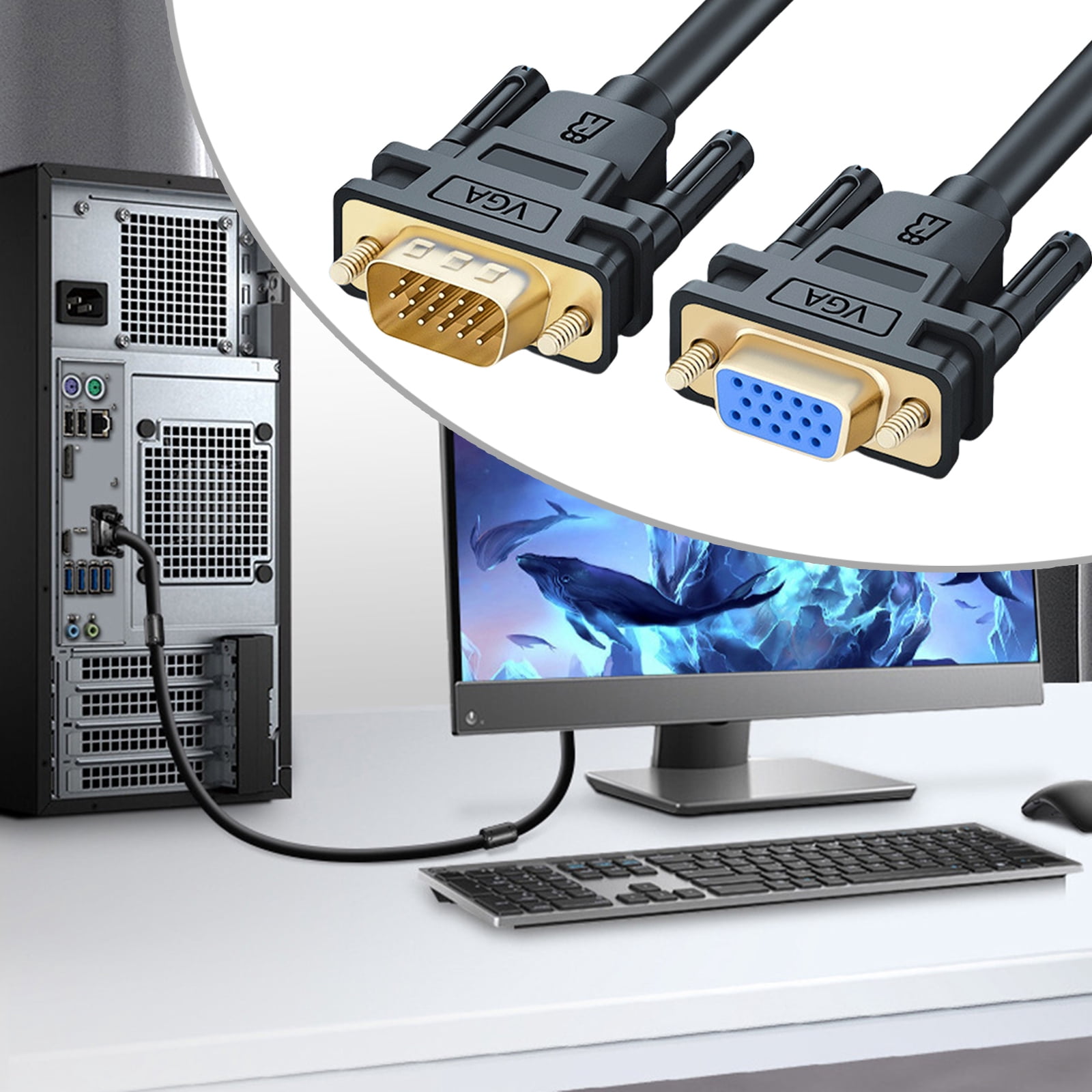MultiLength VGA Extension Cable 1080P Quality With 2Magnetic Rings For Seamlessly Video Experience From To Monitors