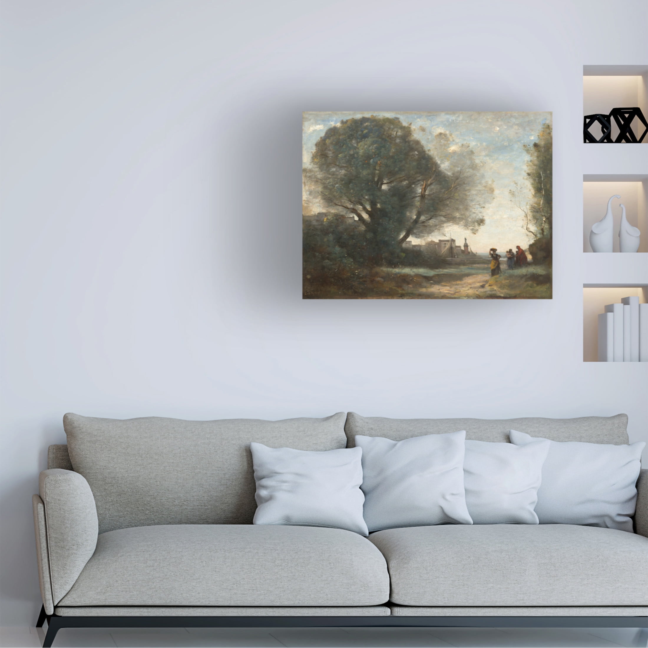 Jean Baptiste Camille Corot 'Souvenir of Terracina, 1864' Canvas Art - 47 x 35 Inches