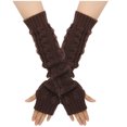 thumbnail image 5 of WREESH Women's Woolen Fingerless Winter Gloves Knitted Arm Sleeves Knit Mitten Gloves Wrist Warmer With Thumb Hole Coffee, 5 of 5
