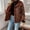 Coffee, variant on Women's Single Breasted Sherpa Jacket Notch Lapel Fleece Lined Coat Button Front Winter Warm American Style Vintage Outerwear Top for Women White L